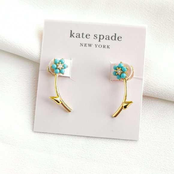 kate spade Jewelry - Kate Spade Myosotis Flower Gold Ear Jacket Earrings | NEW